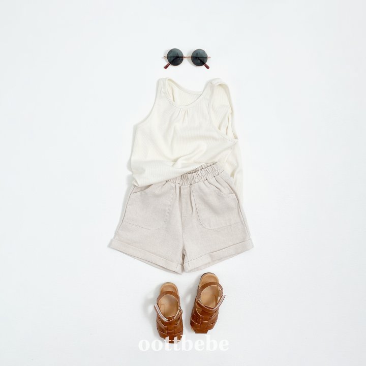 Oott Bebe - Korean Baby Fashion - #babylifestyle - Linen Cuffed Pants - 4