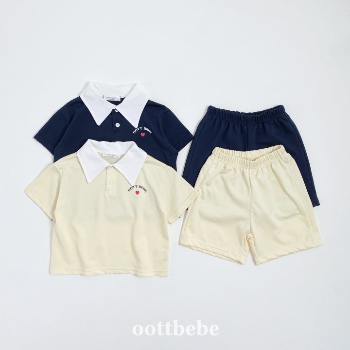 Oott Bebe - Korean Baby Fashion - #babyoninstagram - Summer Cool PK Top Bottom Set - 6
