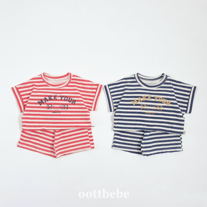 Oott Bebe - Korean Baby Fashion - #babyoninstagram - Summer Stripe Top Bottom Set - 10