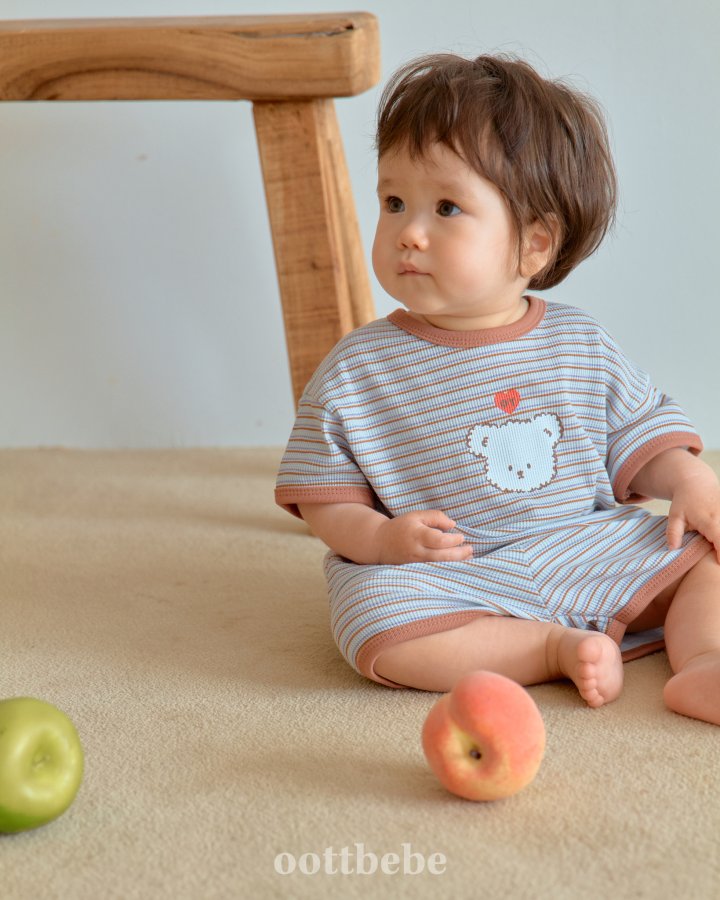 Oott Bebe - Korean Baby Fashion - #babyoninstagram - Bead Waffle Top Bottom Set - 2
