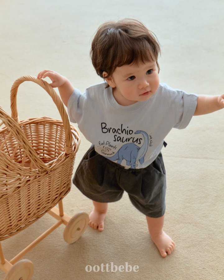 Oott Bebe - Korean Baby Fashion - #babyootd - Dinosaur Short Sleeve Tee - 3