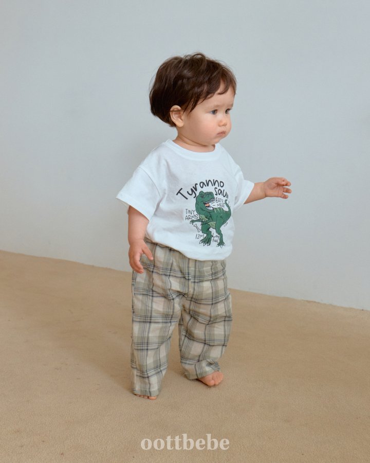 Oott Bebe - Korean Baby Fashion - #babyootd - Gauze Check Long Pants - 2