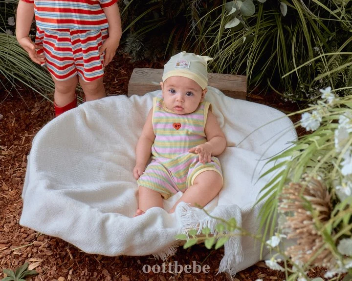 Oott Bebe - Korean Baby Fashion - #babyootd - Heart Sleeveless Bodysuit - 3