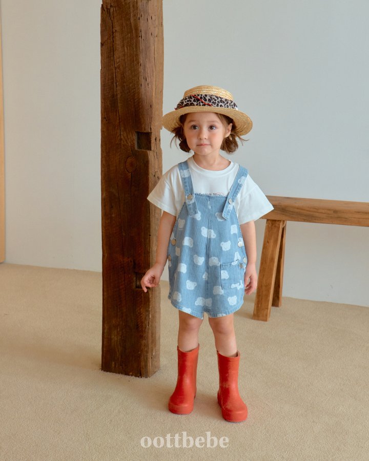 Oott Bebe - Korean Baby Fashion - #babyootd - Jelly Bear Denim Overalls