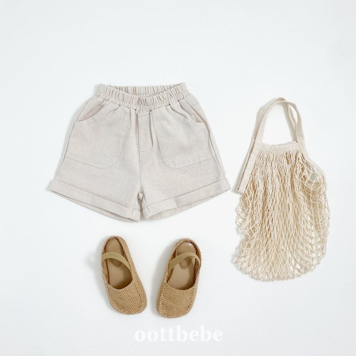 Oott Bebe - Korean Baby Fashion - #babyoutfit - Linen Cuffed Pants - 6