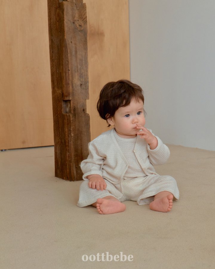 Oott Bebe - Korean Baby Fashion - #babyoutfit - Rose Knit 3-Piece Set (Cardigan + Sleeveless + Pants) - 9