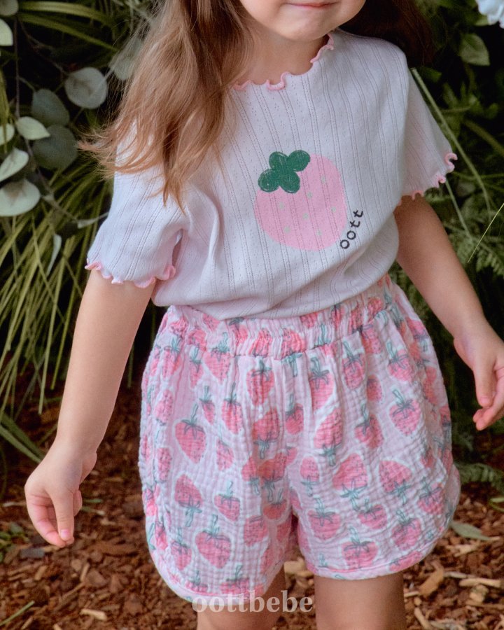 Oott Bebe - Korean Baby Fashion - #babyoutfit - Strawberry Milk Tee - 7