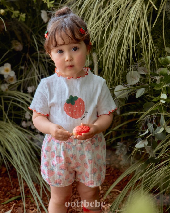 Oott Bebe - Korean Baby Fashion - #babyoutfit - Strawberry Milk Tee - 8