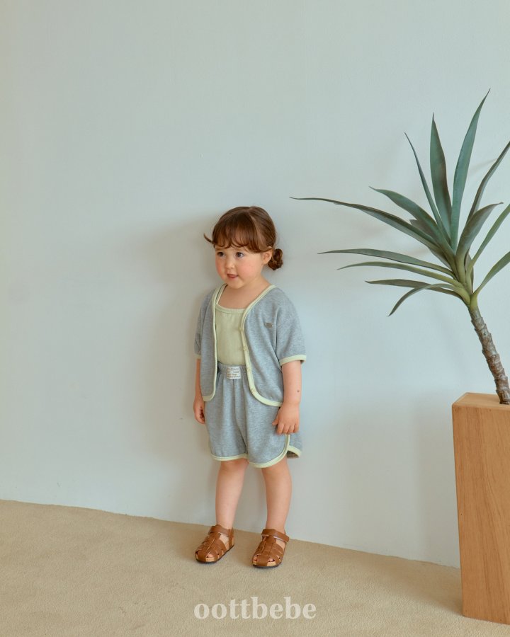 Oott Bebe - Korean Baby Fashion - #babyoutfit - Petite Waffle 3-Piece Set (Cardigan + Sleeveless + Pants) - 11