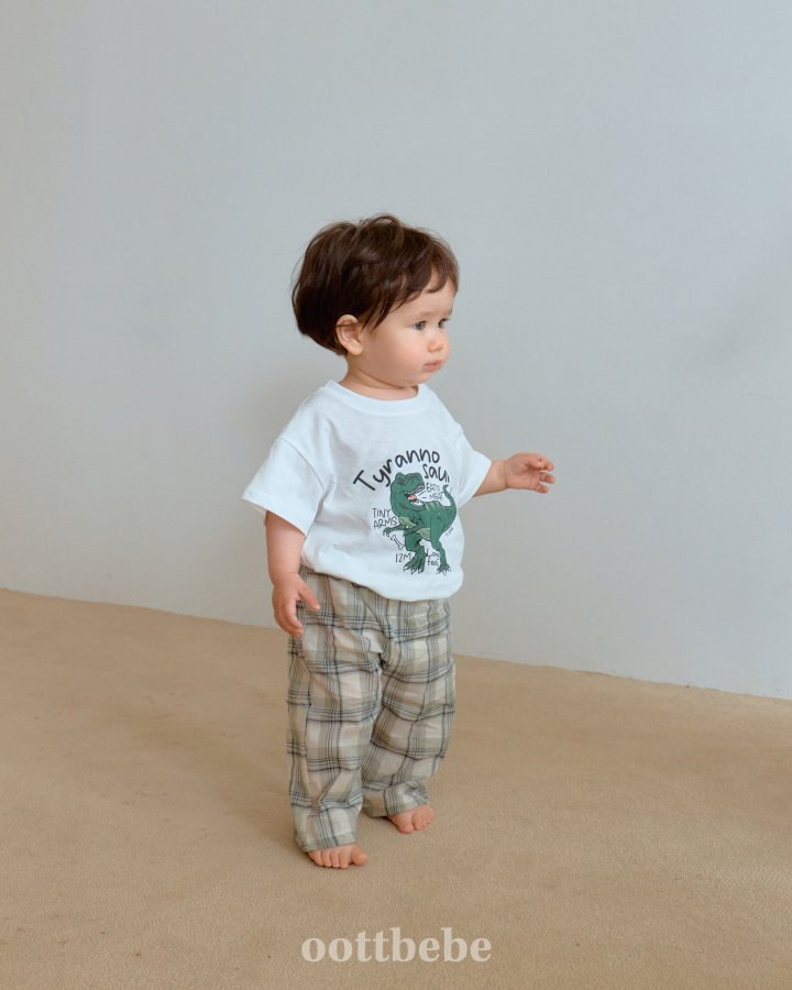 Oott Bebe - Korean Baby Fashion - #babyoutfit - Gauze Check Long Pants - 3