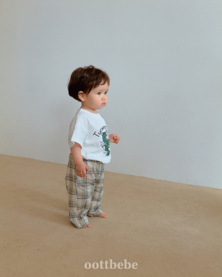 Oott Bebe - Korean Baby Fashion - #babyoutfit - Gauze Check Long Pants - 4