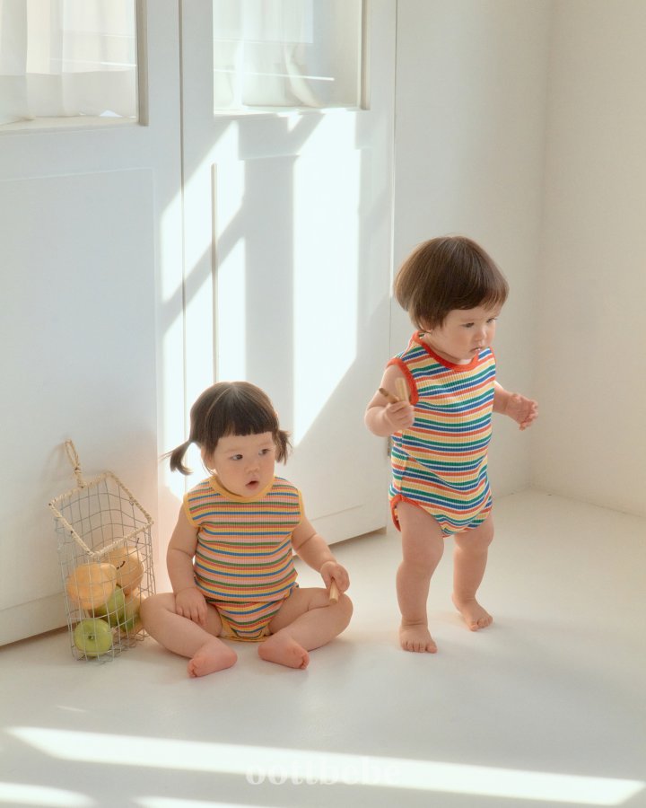 Oott Bebe - Korean Baby Fashion - #babyoutfit - Summer Rainbow Sleeveless Bodysuit