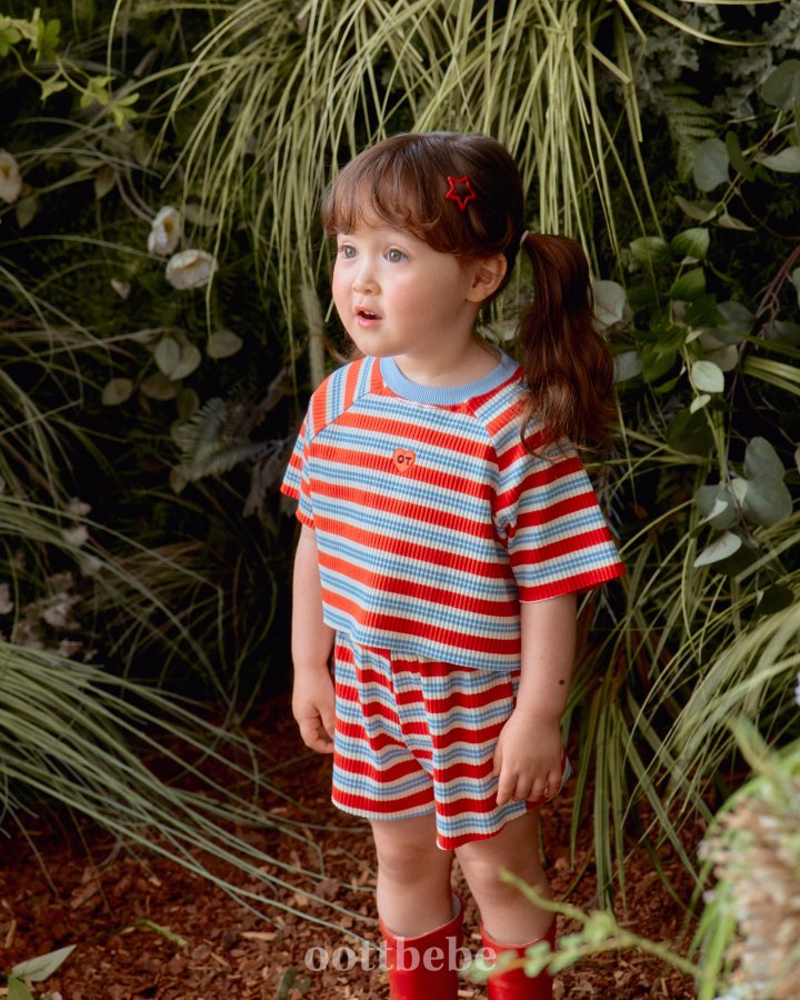 Oott Bebe - Korean Baby Fashion - #babyoutfit - Heart Top Bottom Set - 5