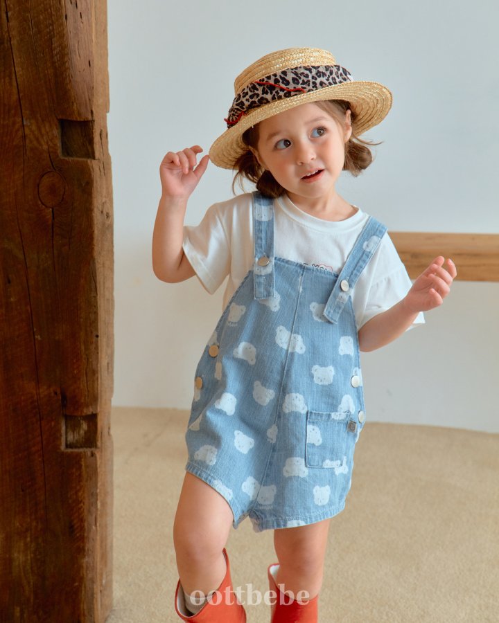 Oott Bebe - Korean Baby Fashion - #babyoutfit - Jelly Bear Denim Overalls - 3