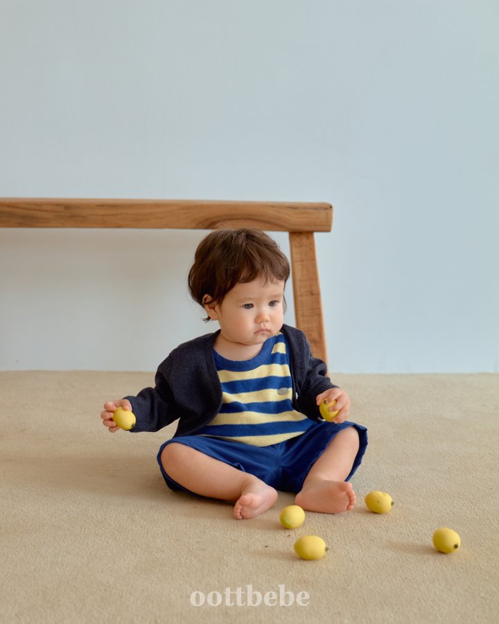 Oott Bebe - Korean Baby Fashion - #babyoutfit - Honeybee Stripe Top Bottom Set - 3