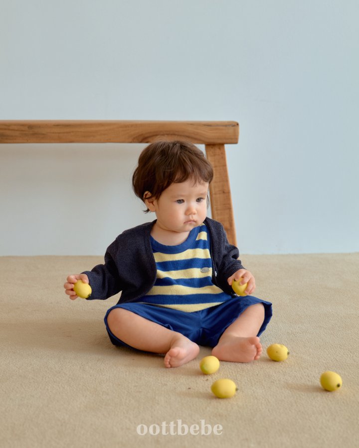 Oott Bebe - Korean Baby Fashion - #babyoutfit - Honeybee Stripe Top Bottom Set - 4