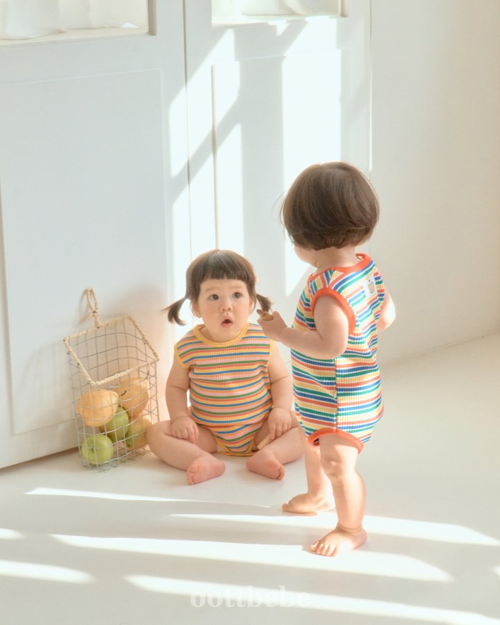 Oott Bebe - Korean Baby Fashion - #babywear - Summer Rainbow Sleeveless Bodysuit - 2