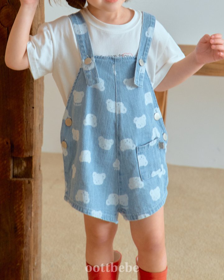 Oott Bebe - Korean Baby Fashion - #babyoutfit - Jelly Bear Denim Overalls - 4