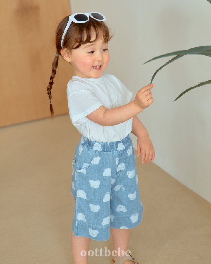 Oott Bebe - Korean Baby Fashion - #babywear - Jelly Bear Denim Knee-Length Pants - 2