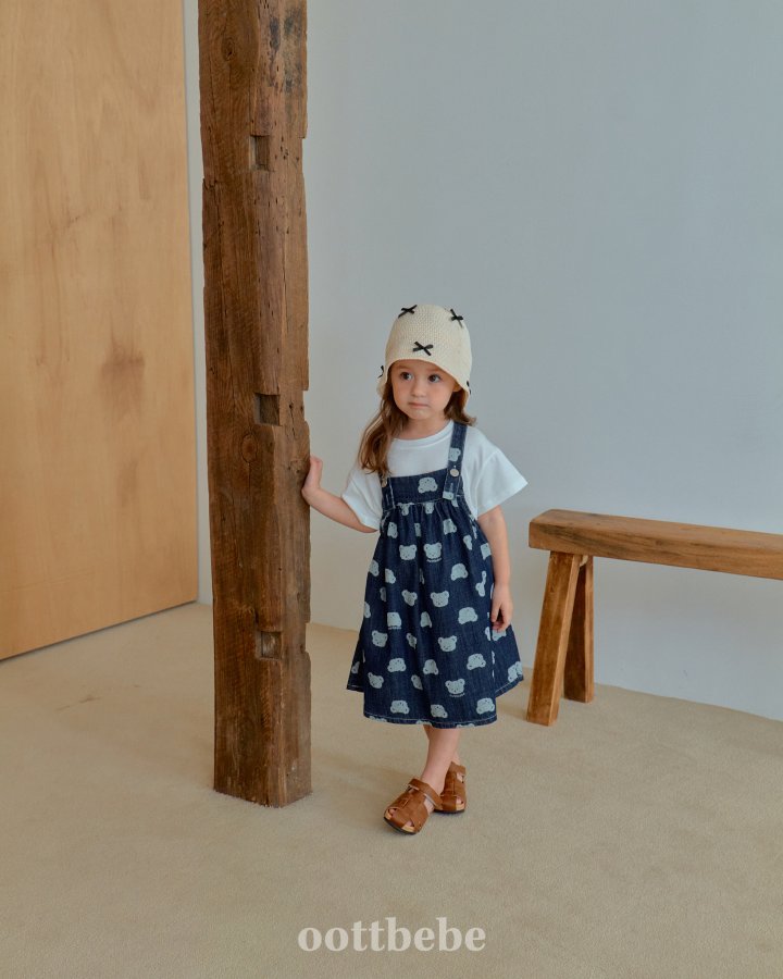 Oott Bebe - Korean Baby Fashion - #babywear - Jelly Bear Denim One-piece