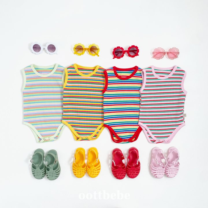 Oott Bebe - Korean Baby Fashion - #onlinebabyboutique - Summer Rainbow Sleeveless Suit