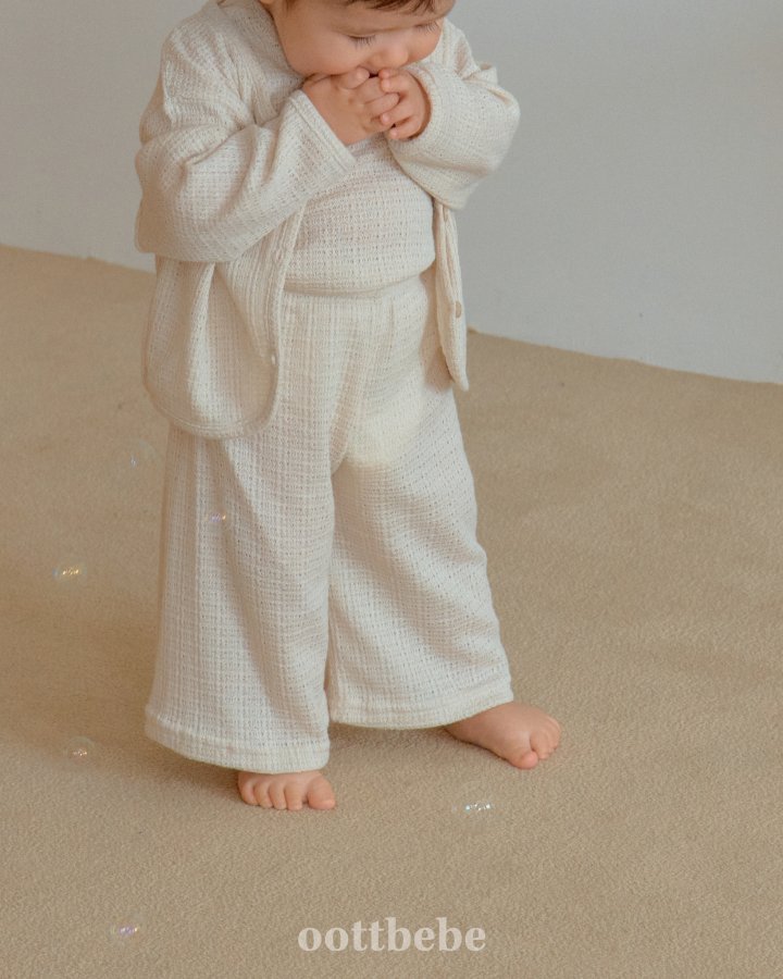 Oott Bebe - Korean Baby Fashion - #onlinebabyboutique - Rose Knit 3-Piece Set (Cardigan + Sleeveless + Pants) - 11