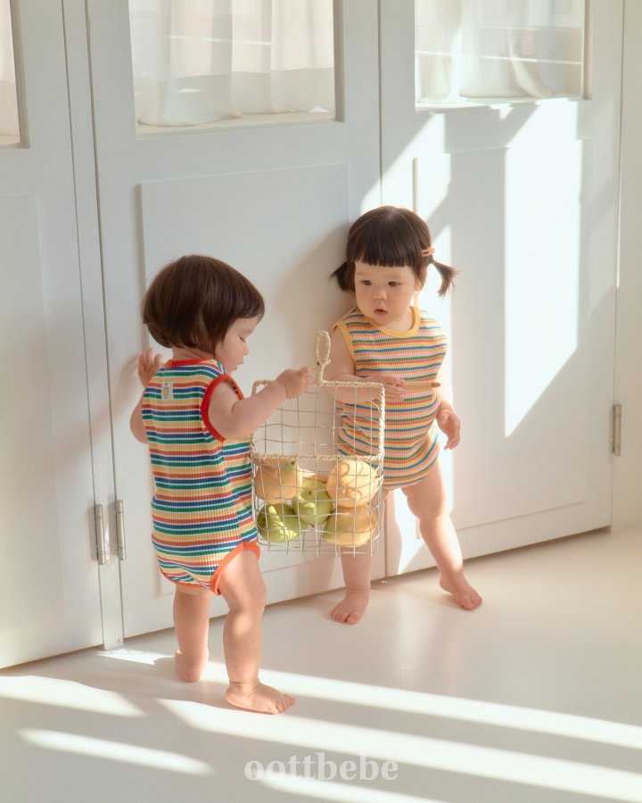 Oott Bebe - Korean Baby Fashion - #onlinebabyboutique - Summer Rainbow Sleeveless Bodysuit - 3