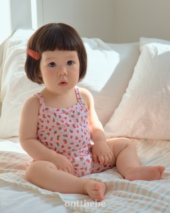 Oott Bebe - Korean Baby Fashion - #onlinebabyboutique - Berry 3-Piece Easywear Set (2 Sleeveless Tees + 1 Pants) - 2