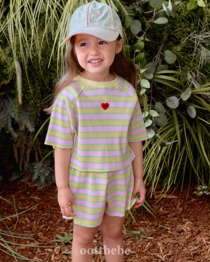 Oott Bebe - Korean Baby Fashion - #onlinebabyboutique - Heart Top Bottom Set - 8
