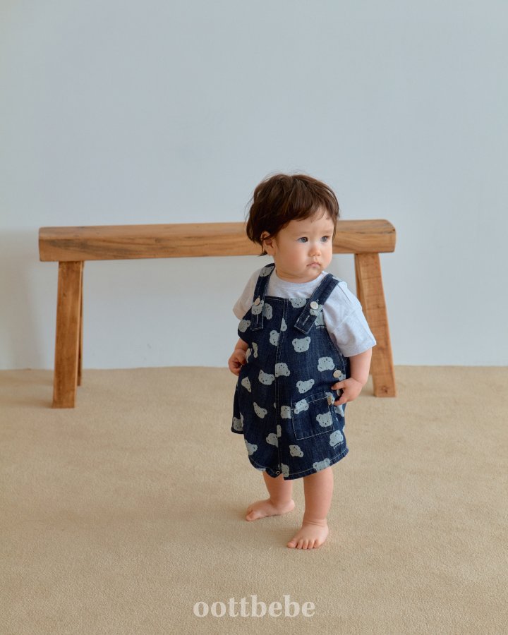 Oott Bebe - Korean Baby Fashion - #onlinebabyboutique - Jelly Bear Denim Overalls - 5