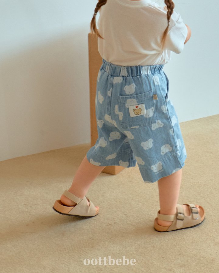 Oott Bebe - Korean Baby Fashion - #onlinebabyboutique - Jelly Bear Denim Knee-Length Pants - 3