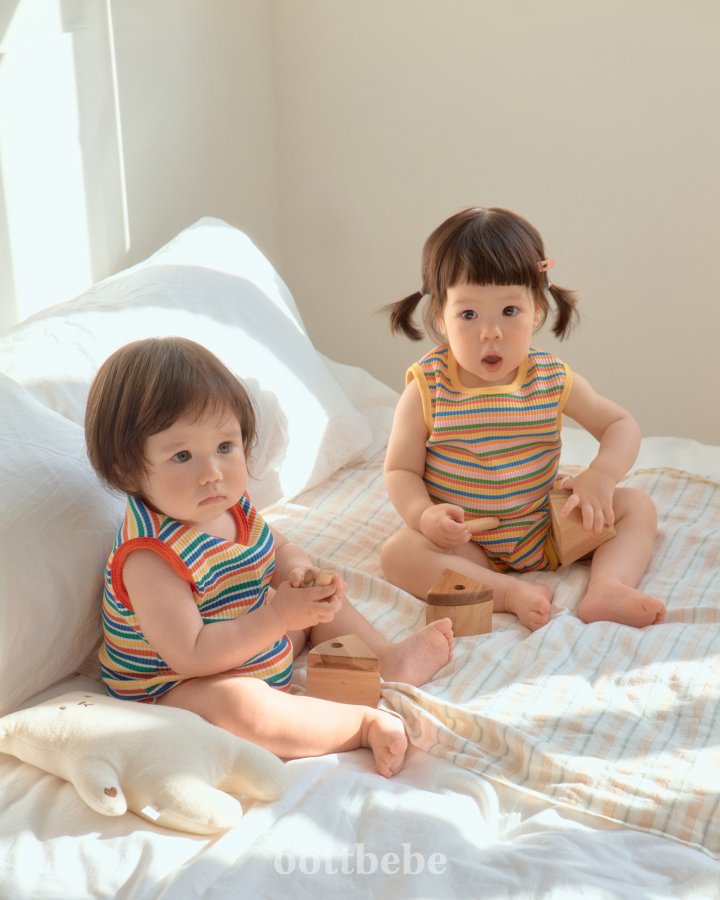 Oott Bebe - Korean Baby Fashion - #onlinebabyboutique - Summer Rainbow Sleeveless Bodysuit - 4