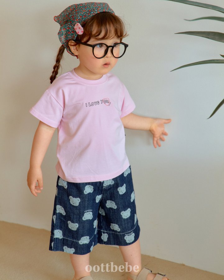 Oott Bebe - Korean Baby Fashion - #onlinebabyboutique - Jelly Bear Denim Knee-Length Pants - 4