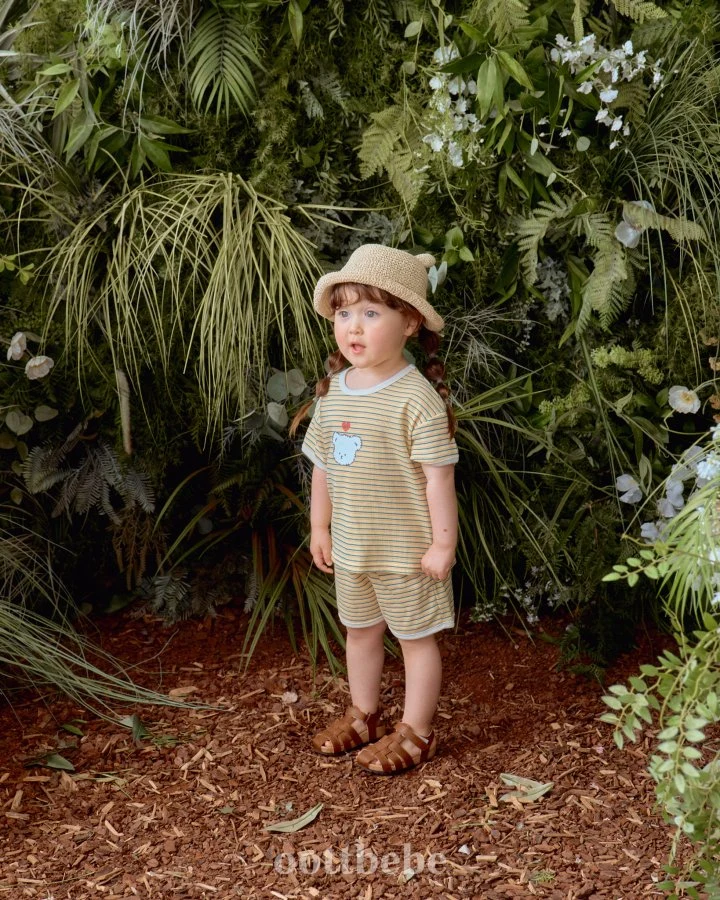 Oott Bebe - Korean Baby Fashion - #onlinebabyshop - Bead Waffle Top Bottom Set - 8
