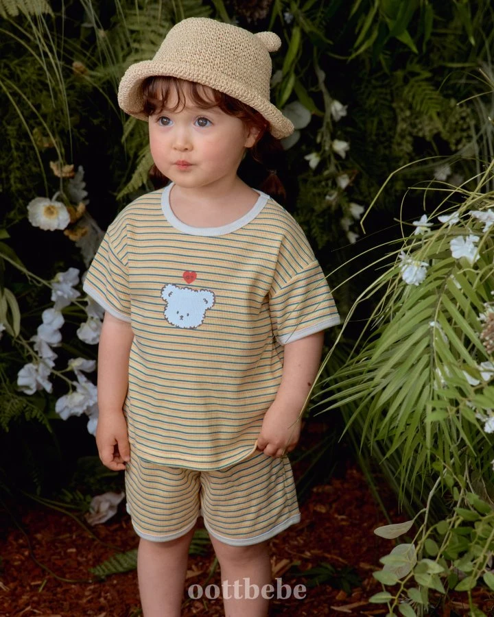 Oott Bebe - Korean Baby Fashion - #smilingbaby - Bead Waffle Top Bottom Set - 9