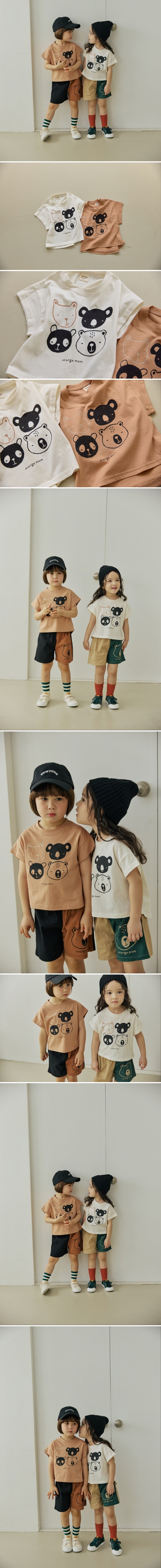 Orange Mom - Korean Children Fashion - #fashionkids - Bear Face Tee - 2