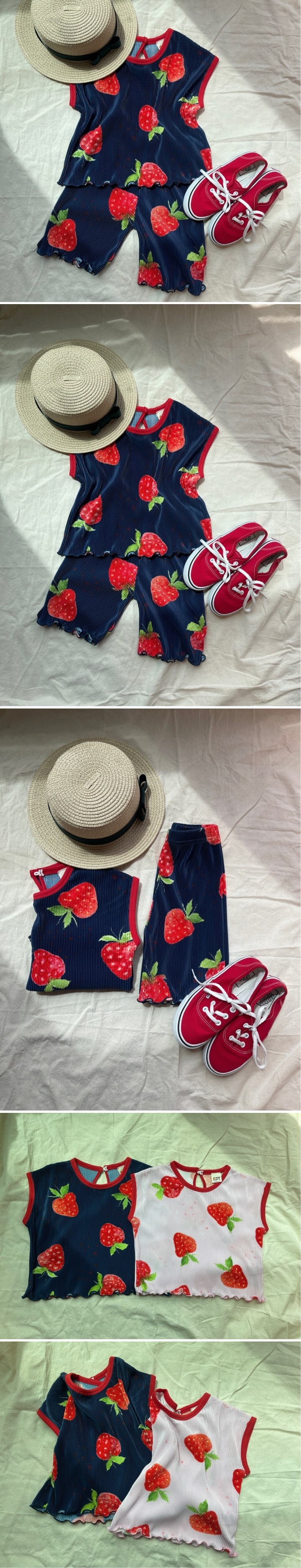Orange Mom - Korean Children Fashion - #prettylittlegirls - Strawberry Pleated Tee - 2