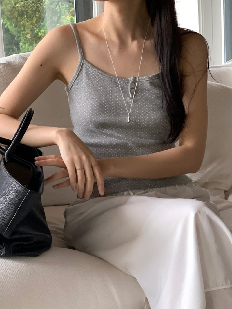 Osense - Korean Women Fashion - #momslook - Kitsch Dot Button Sleeveless - 12