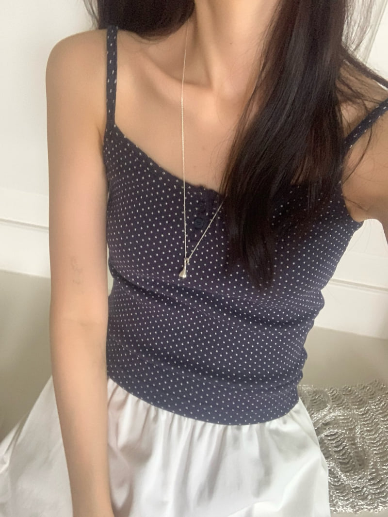 Osense - Korean Women Fashion - #womensfashion - Kitsch Dot Button Sleeveless - 4