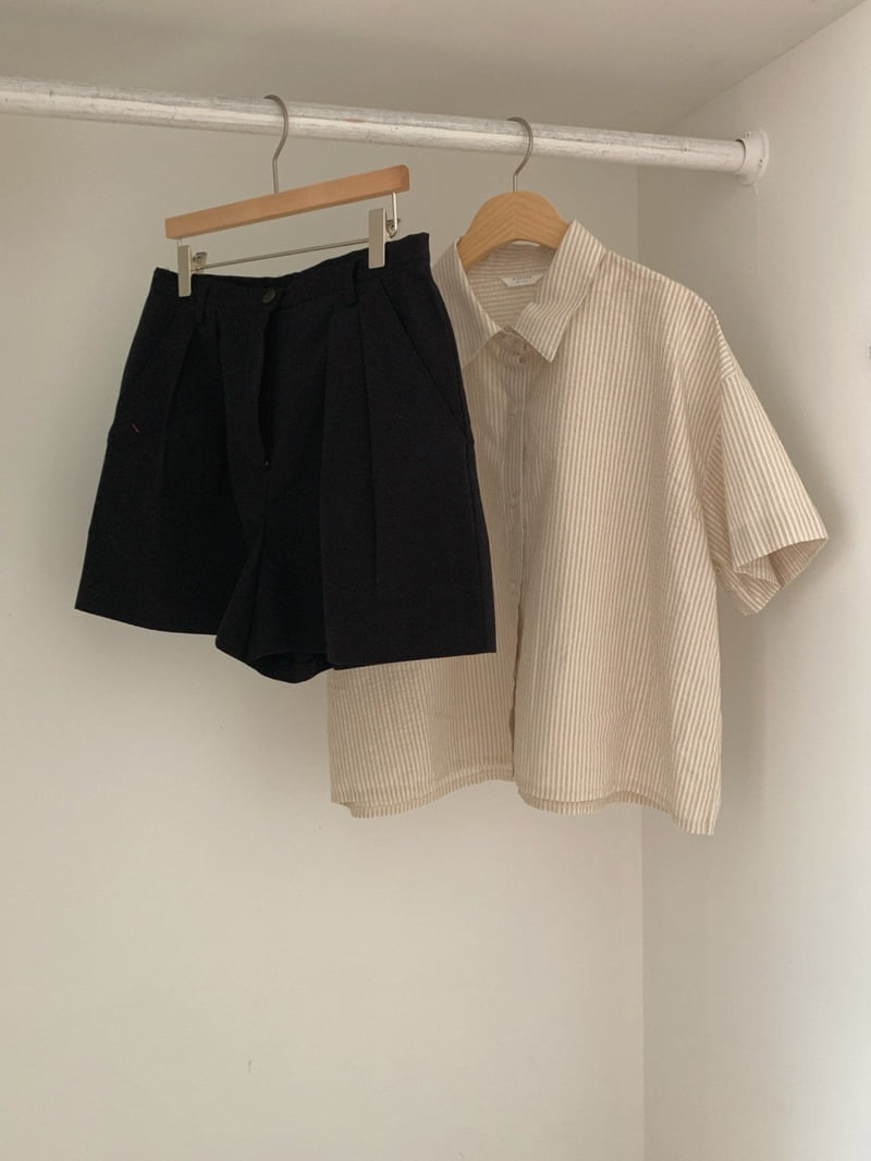 Osense - Korean Women Fashion - #momslook - Sherbet Crop Shirt - 11