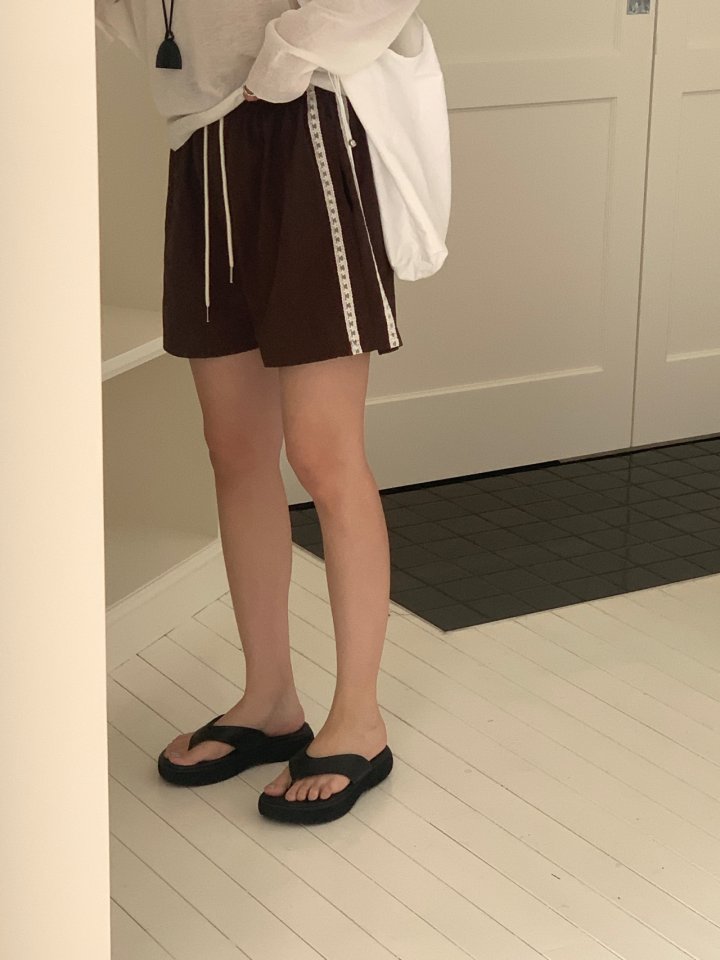 Osense - Korean Women Fashion - #momslook - Lace Track Shorts - 8