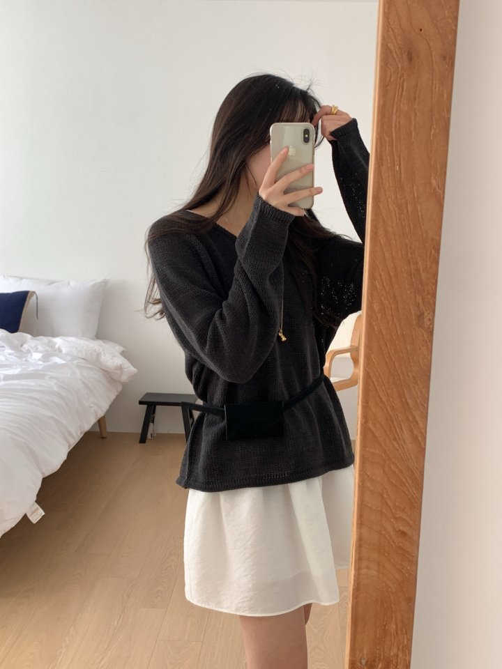 Osense - Korean Women Fashion - #pursuepretty - Even V-neck Knit - 5