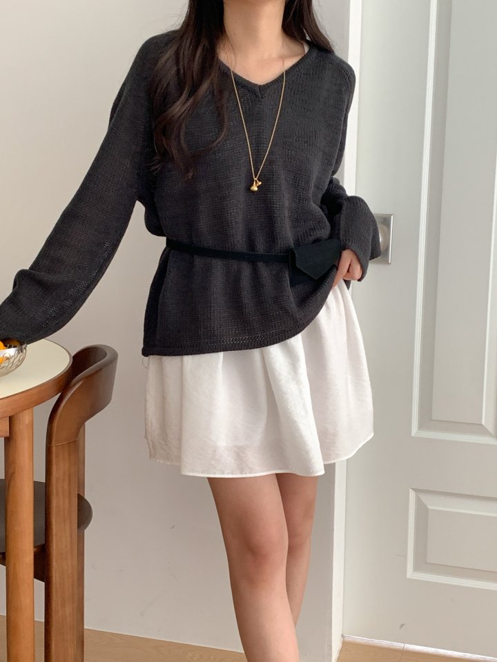 Osense - Korean Women Fashion - #restrostyle - Even V-neck Knit - 6