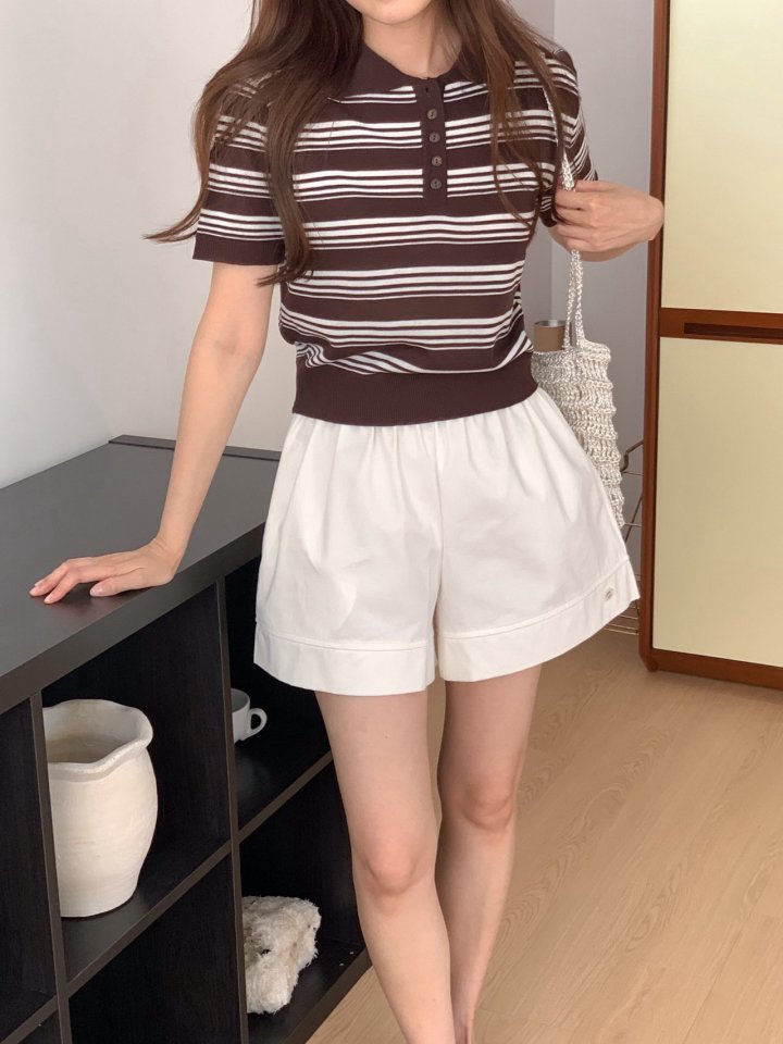 Osense - Korean Women Fashion - #restrostyle - Ray Cotton Mid-thigh Shorts - 5