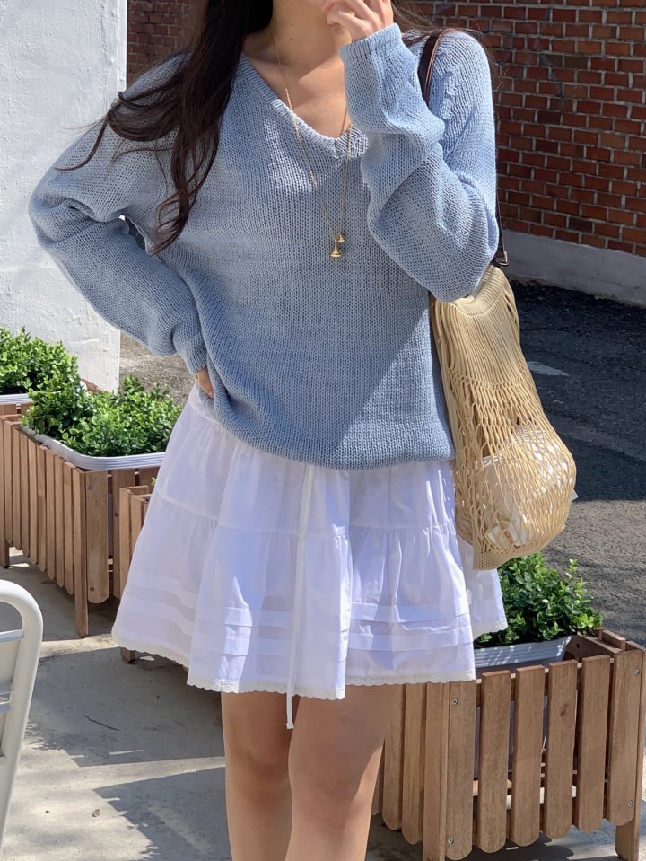 Osense - Korean Women Fashion - #romanticstyle - Even V-neck Knit - 7