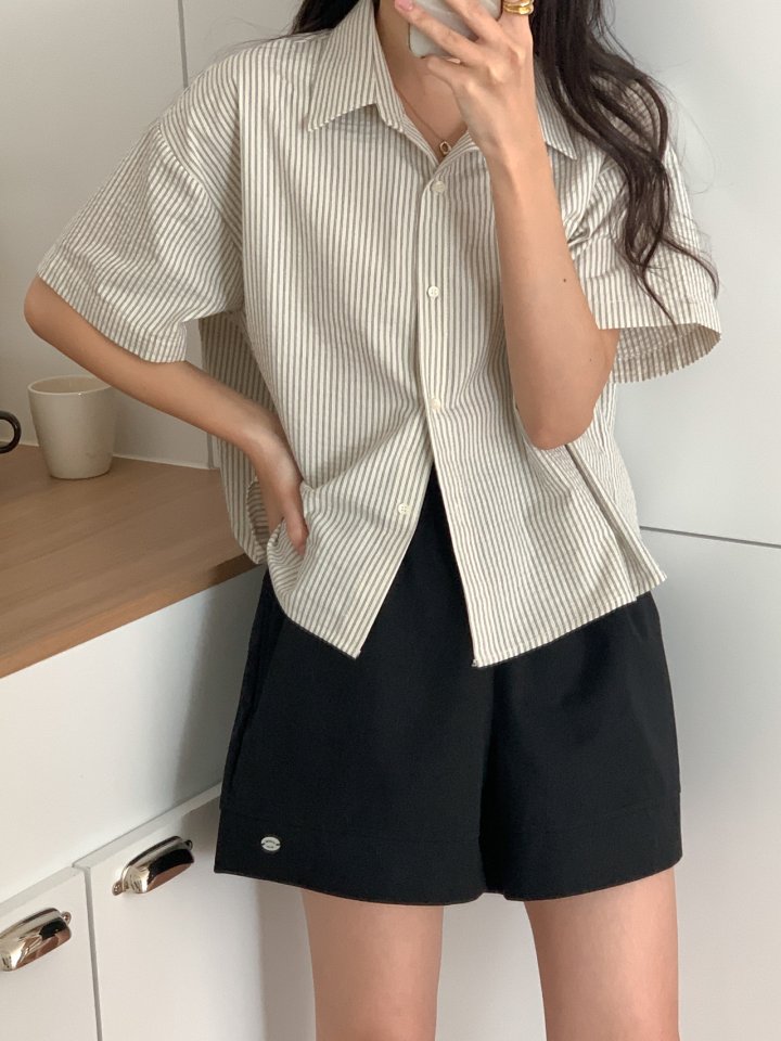 Osense - Korean Women Fashion - #vintageinspired - Sherbet Crop Shirt