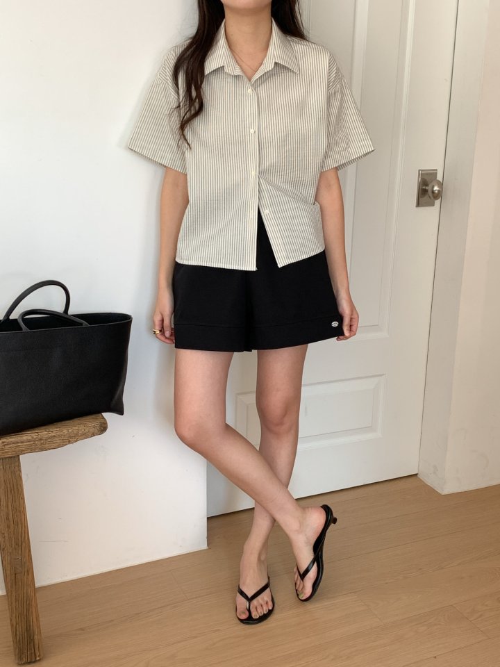 Osense - Korean Women Fashion - #vintagekidsstyle - Sherbet Crop Shirt - 2