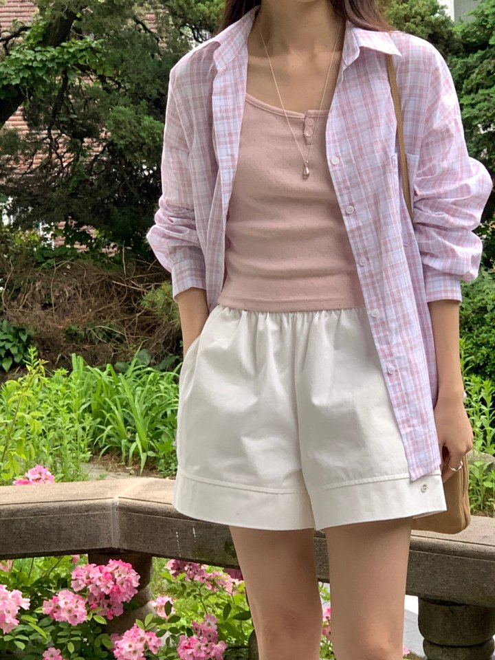 Osense - Korean Women Fashion - #womensfashion - Parfait Punching Check Shirt - 3