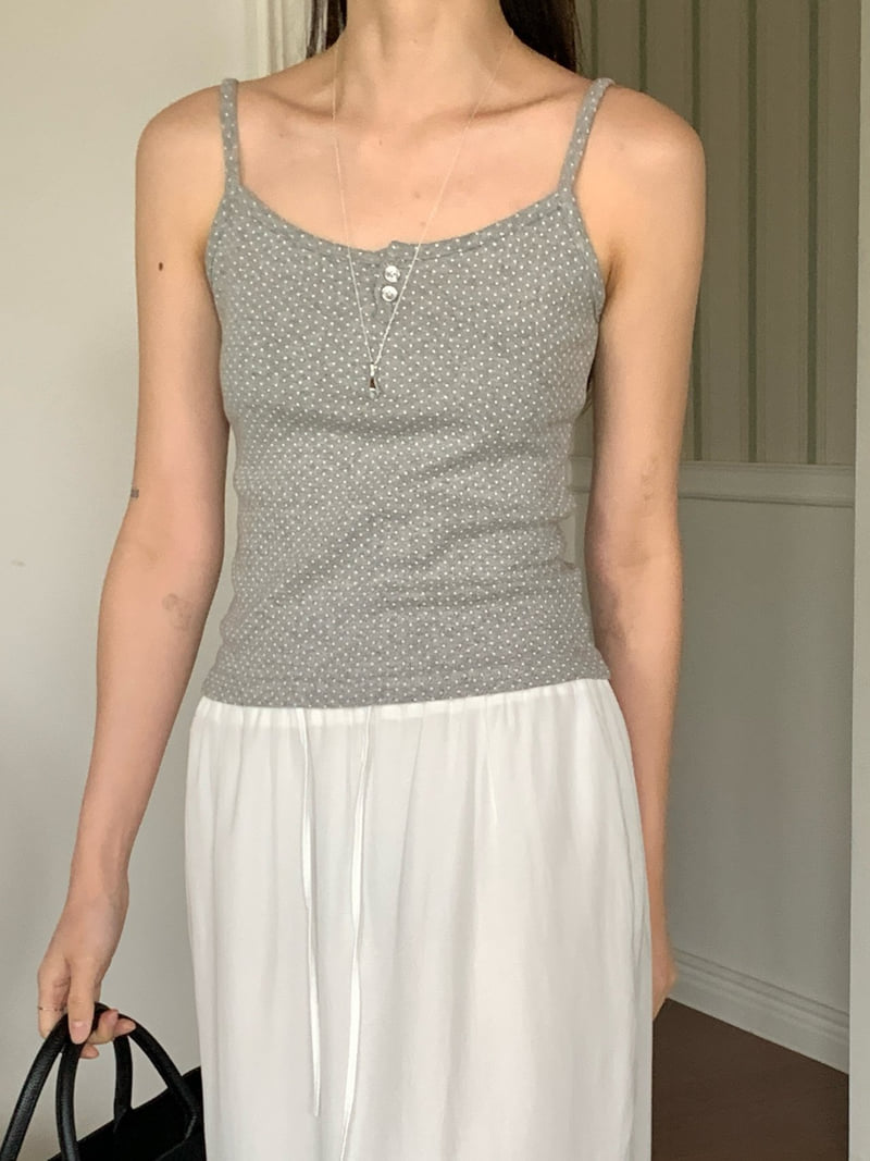 Osense - Korean Women Fashion - #womensfashion - Kitsch Dot Button Sleeveless - 11
