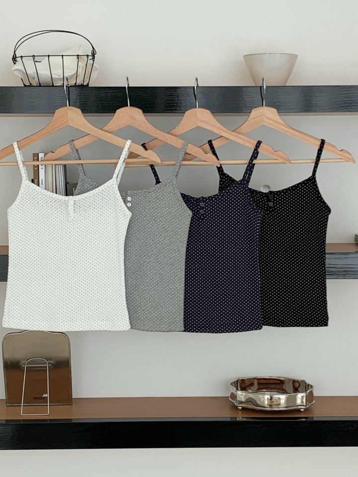 Osense - Korean Women Fashion - #womensfashion - Kitsch Dot Button Sleeveless - 3